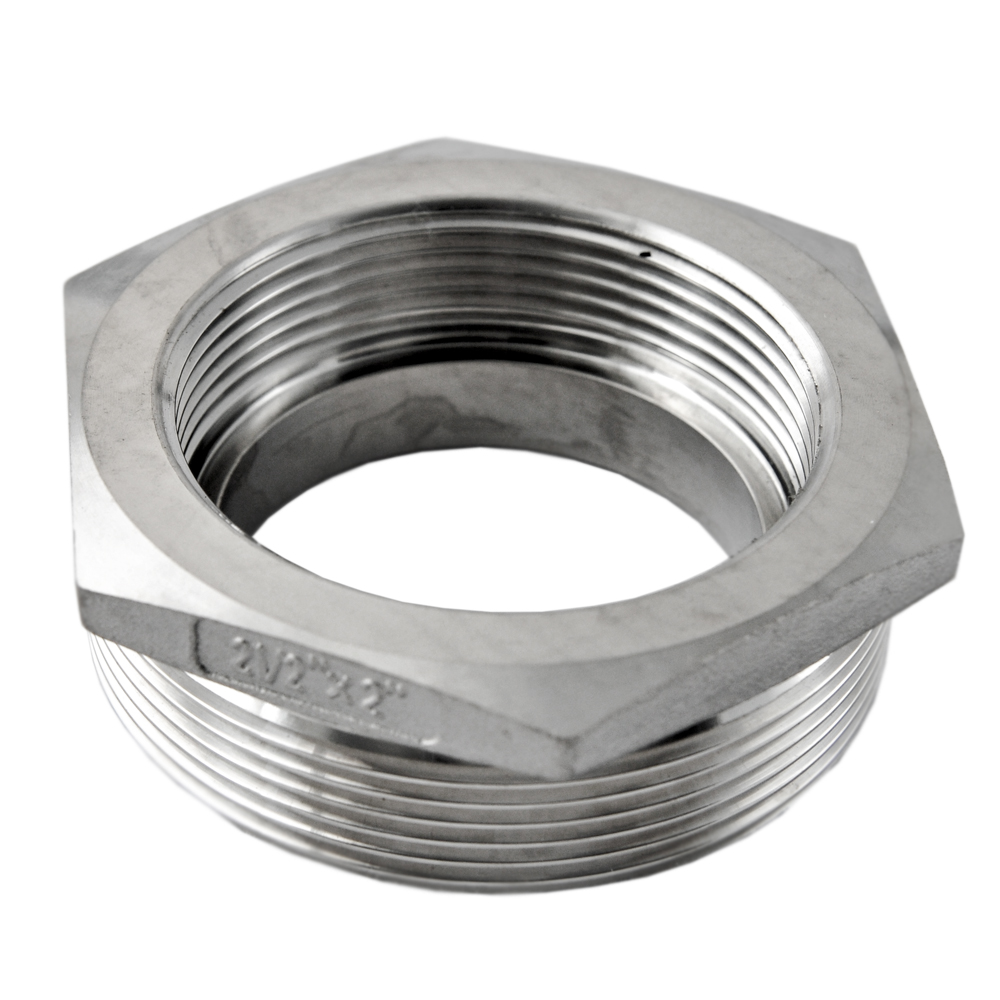 RSINOX-01 Edelstahl Reduzierstück AG/IG 2 1/2" zu 2" Gewinde Fitting beidseitig flachdichtend