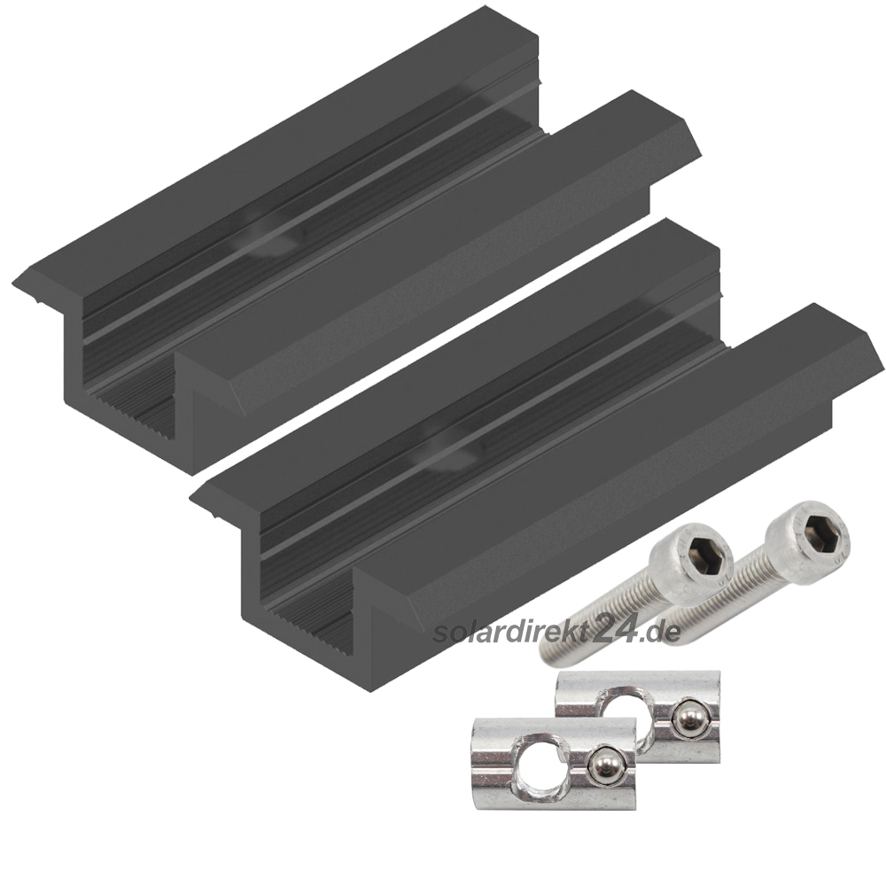 2er-Set Mittelklemme für 30-50 mm Module schwarz inkl. 40mm Schrauben - 0% MwSt