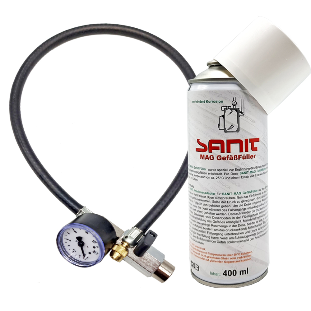 MAG-Fueller-Set MAG Gefäßfüller 400 ml mit Korrosionschutz inkl. Druckflaschen Adapter für Ausdehnungsgefäße