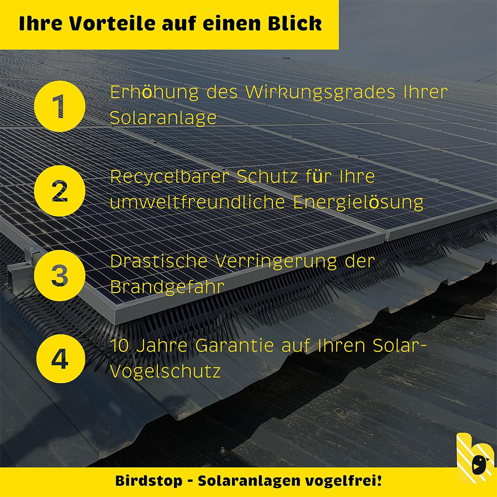Birdstop Eckstück H: 15cm Vogelschutz für Solaranlagen – Marderschutz für PV-Module & Dach