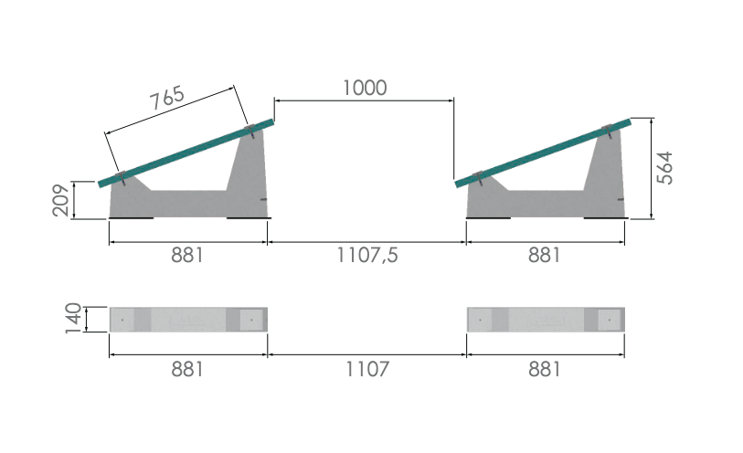 SUNBALLAST Flachdachmontage Unterkonstruktion PV Module 20° Neigung - 62kg - 0% MwSt. SUNBALLAST Flachdachmontage Unterkonstruktion PV Module 20° Neigung - 62kg - 0% MwSt.