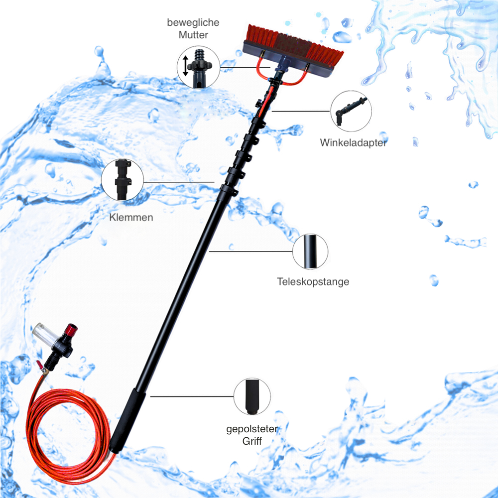 Teleskop-Reinigungsbürste Waschbürste Aluminium PV Solar Anlage Reinigung – 4,6 m Länge