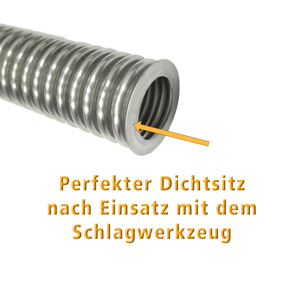 Profi-Schlagwerkzeug mit Klemmbacke DN16 / DN20 / DN25 – Grundkörper aus massivem Stahl zur Bördelherstellung von Edelstahl- und Solarwellrohren