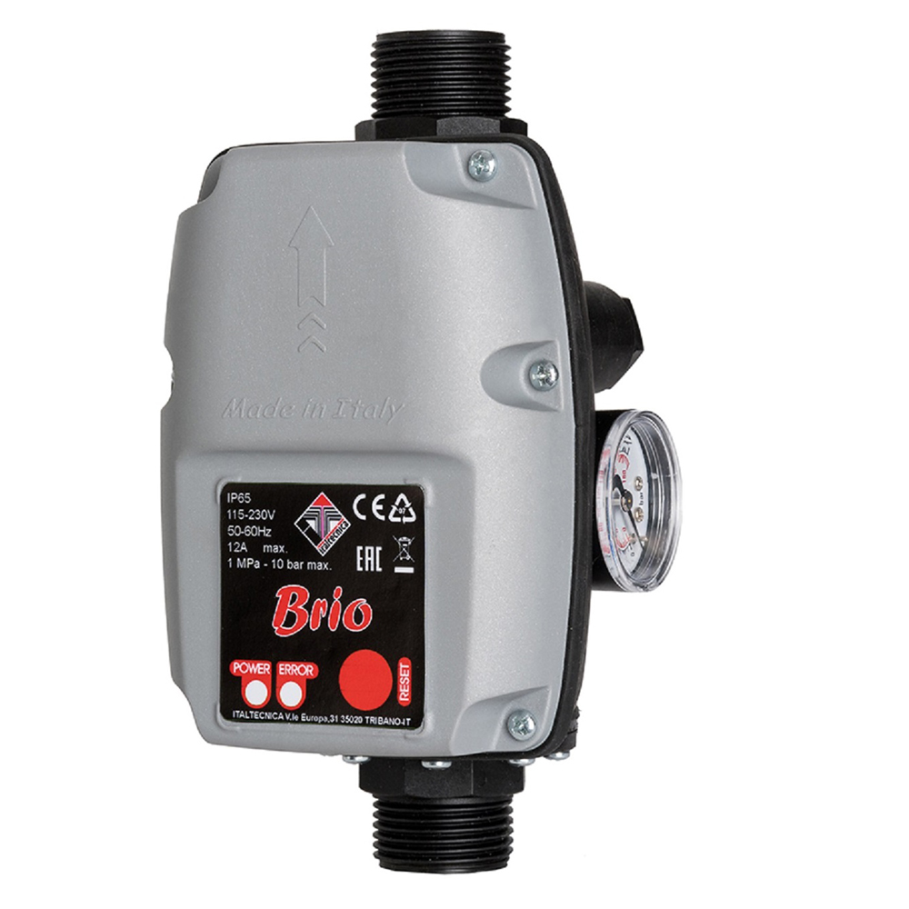 Brio_1 Italtecnica Brio 2000 Pumpensteuerung elektronischer Druckschalter Steuersystem mit Manometer