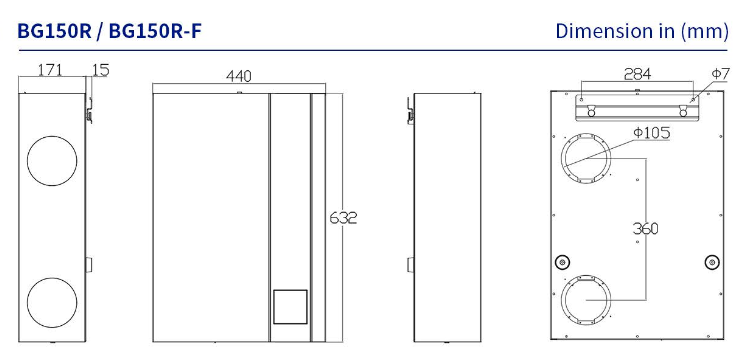 E-VIPO Luftfilter Wandmontiertes Lüftungssystem saubere Frischluft im Innenbereich - ERV - 150 m³/h