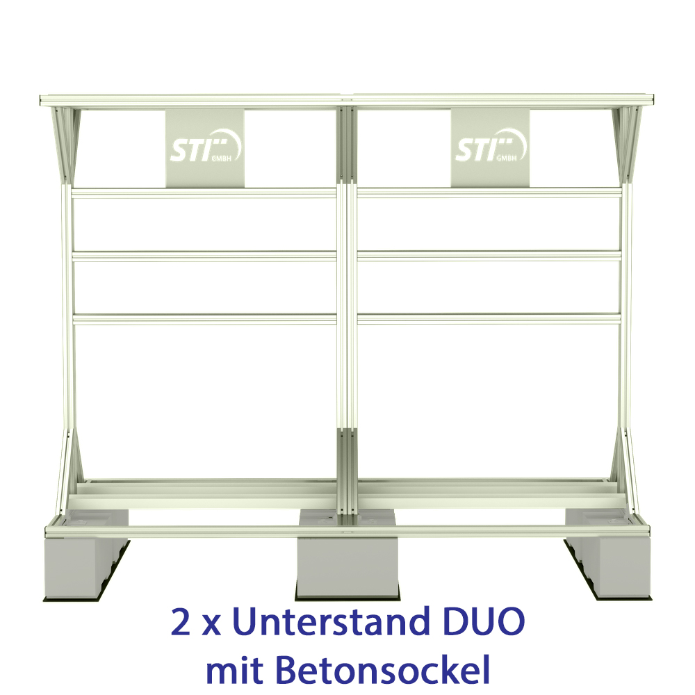 Wechselrichterunterstand DUO inkl. Betonsockel – Offene Aluminium-Schutzkonstruktion für zwei Wechselrichter, extrem stabil & wetterfest