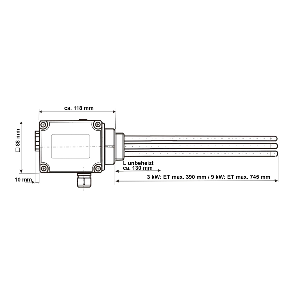 MyPV Elektroheizstab 9kW Gewinde 1 1/2" regelbar mit AC-Thor 9s Manager