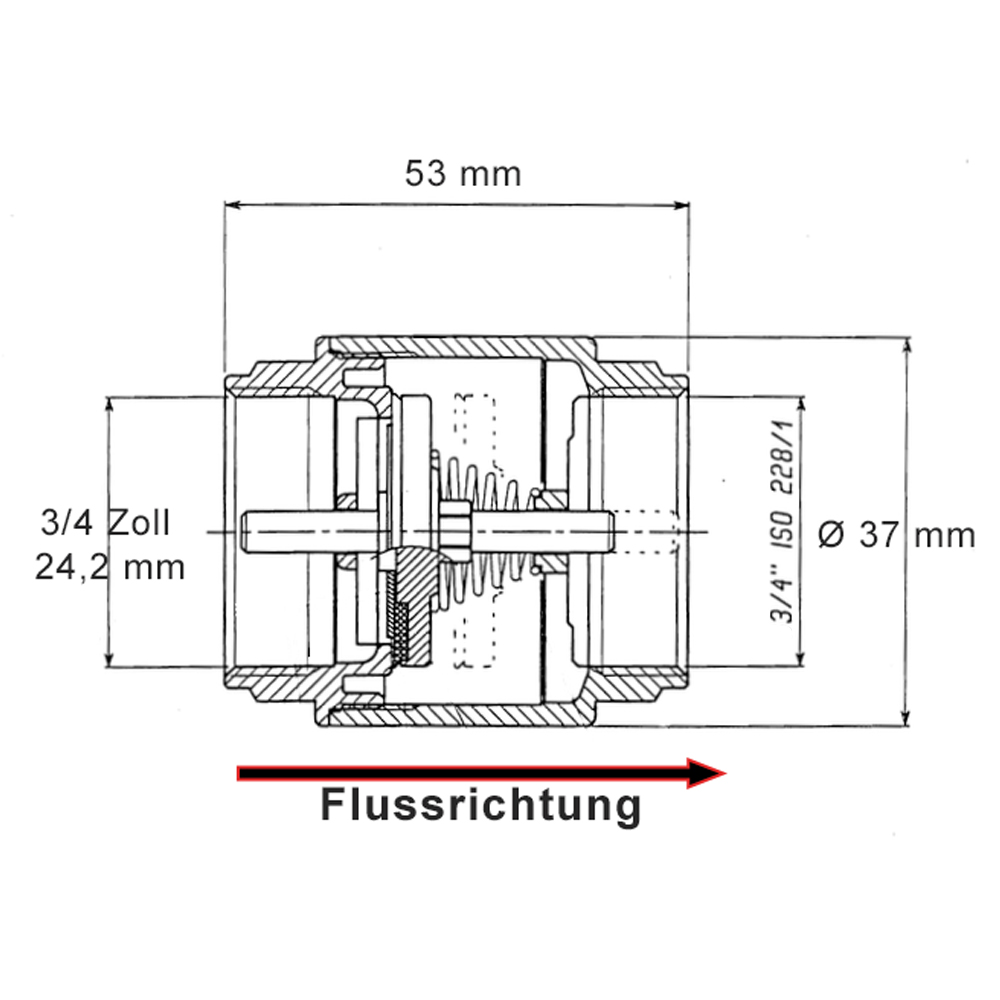 3/4 Zoll Rückschlagventil IG / IG 150 °C Schwerkraftbremse Rückflusssperre