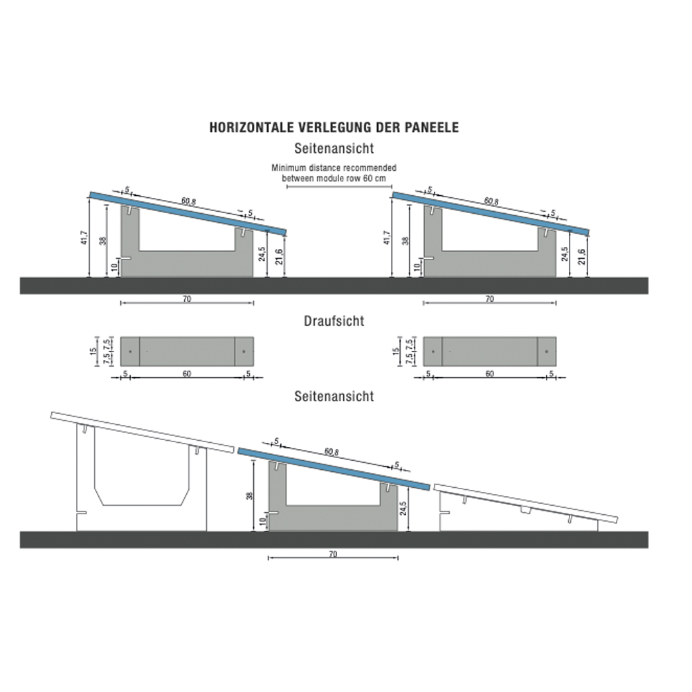 SUNBALLAST Flachdachmontage Unterkonstuktion PV Module 11° Neigung (11°.2) - 44kg