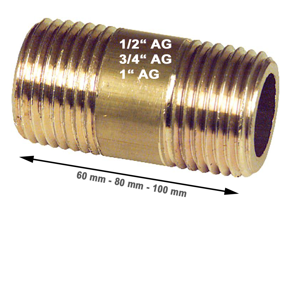 Messing Doppelnippel Rohrdoppelnippel 1/2" bis 1" verschiedene Längen