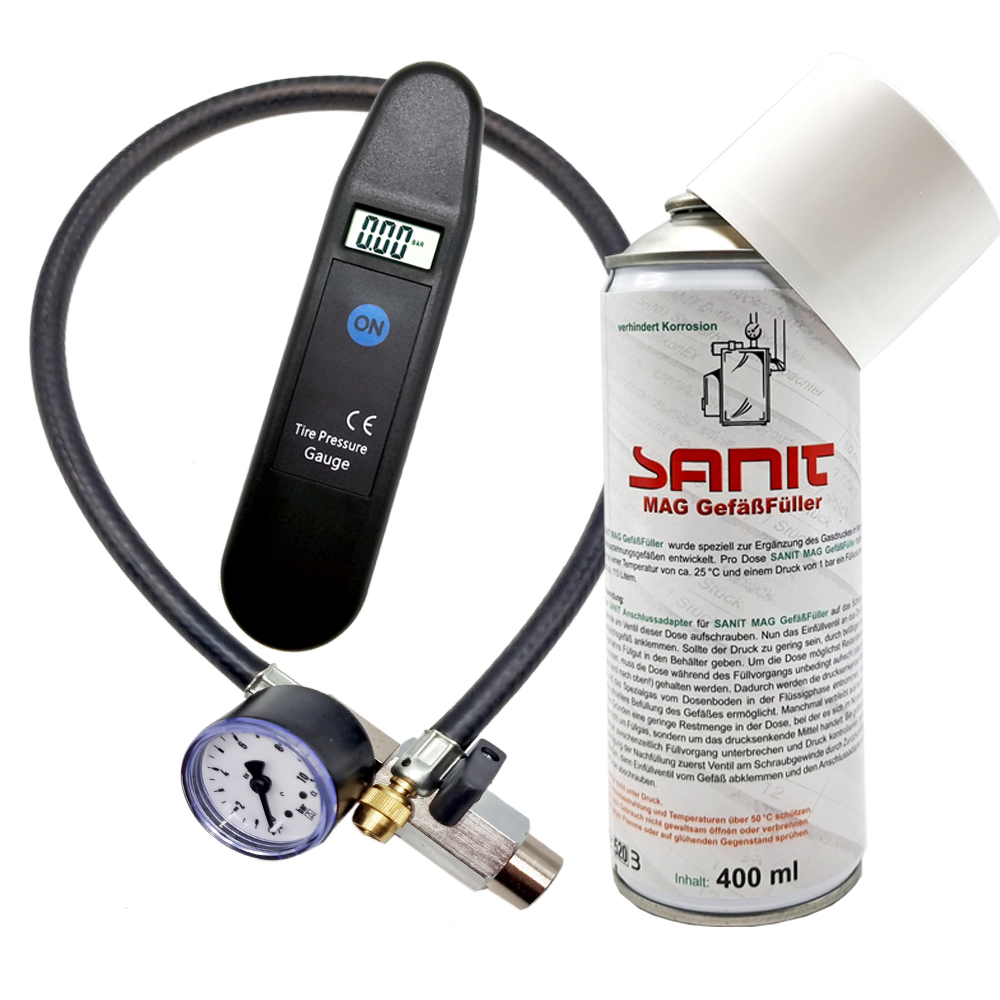 MAG-Fueller-Set-02 MAG Gefäßfüller 400 ml inkl. Druckflaschen Adapter und digitaler Vordruckprüfer
