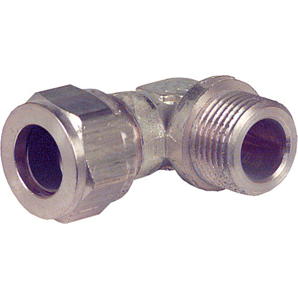 Klemmringverschraubung aus Messing, Winkel 90°, einseitig AG 12 mm x DN10