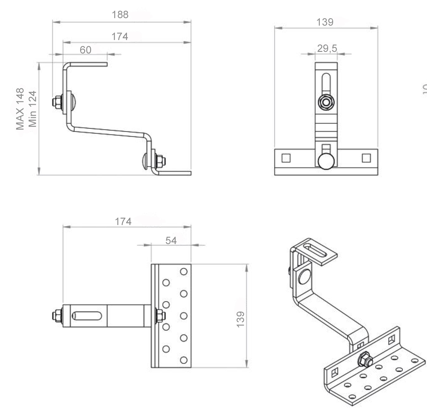 4600-technische-zeichnung-01mNILQIBW7aDm0 Aufdach Montagesystem Eurotherm Solar PRO 30R - Ziegel - verstellbar