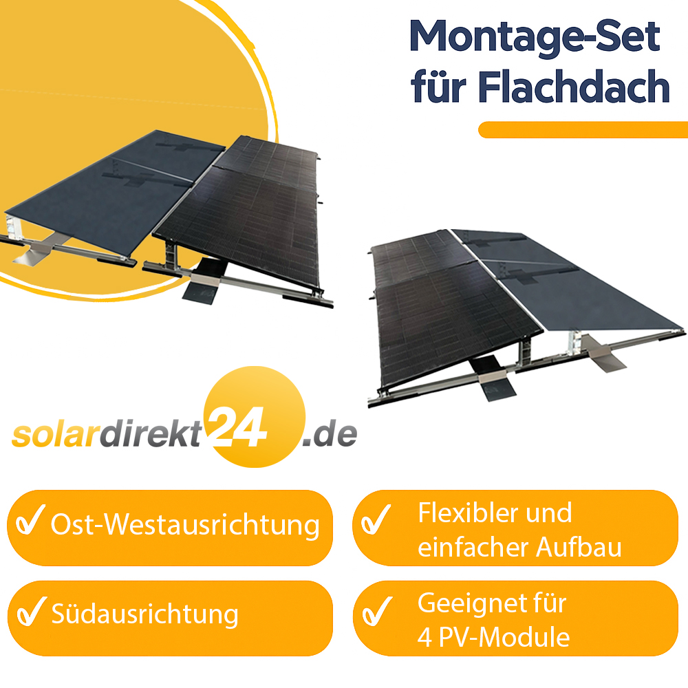 Solar Halterung Flachdach Ballast Montageset Dach Befestigung für 4 Solarmodule Solar Halterung Flachdach Ballast Montageset Dach Befestigung für 4 Solarmodule