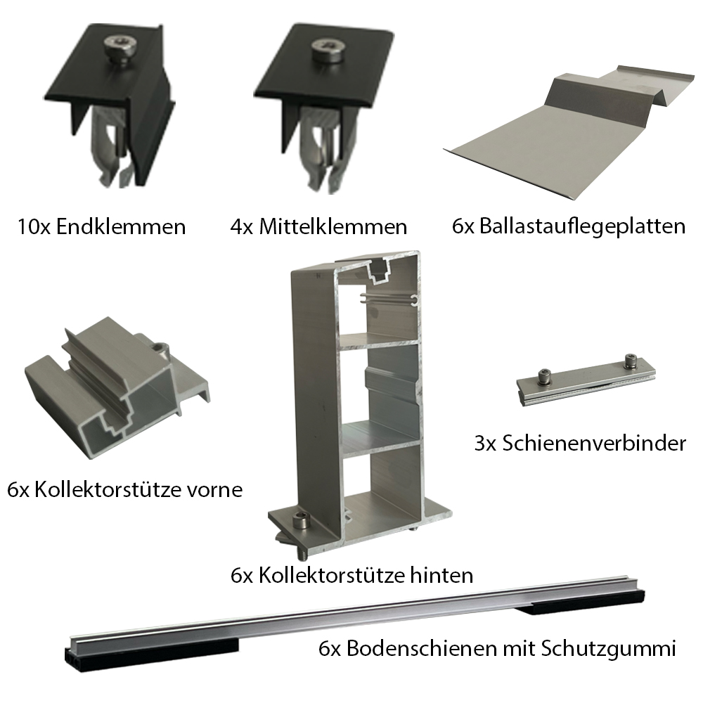 Solar Halterung Flachdach Ballast Montageset Dach Befestigung für 4 Solarmodule Solar Halterung Flachdach Ballast Montageset Dach Befestigung für 4 Solarmodule