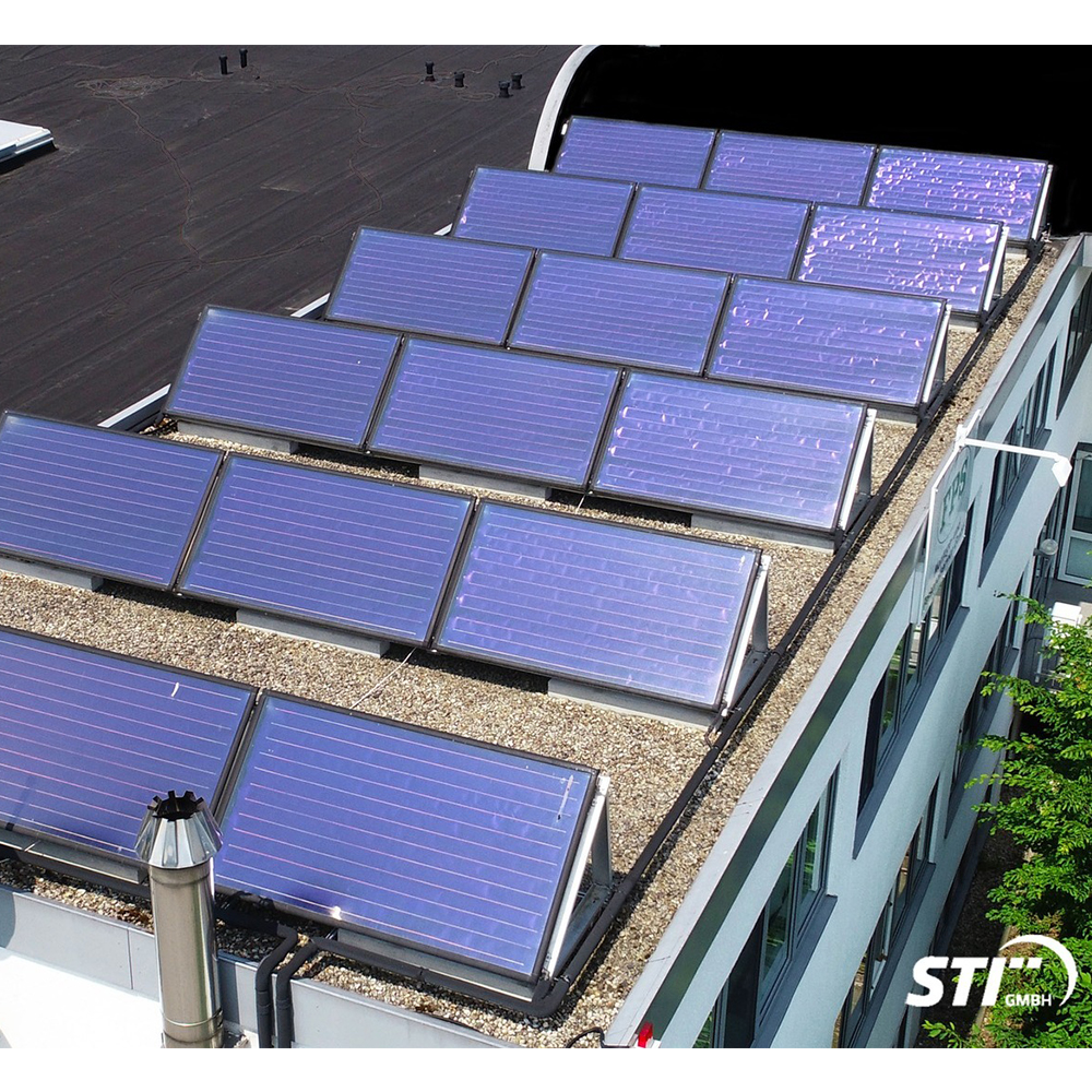 Flachdach Montageset für STI FKF 200H Flachkollektoren - einreihig mit Betonsockel Flachdach Montageset für STI FKF 200H Flachkollektoren - einreihig mit Betonsockel