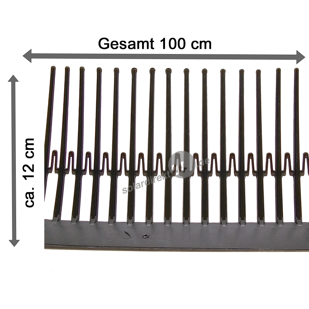 Birdstop 1 Meter H: 12cm Vogelschutz für Solaranlagen – Marderschutz für PV-Module & Dach Birdstop 1 Meter H: 12cm Vogelschutz für Solaranlagen – Marderschutz für PV-Module & Dach