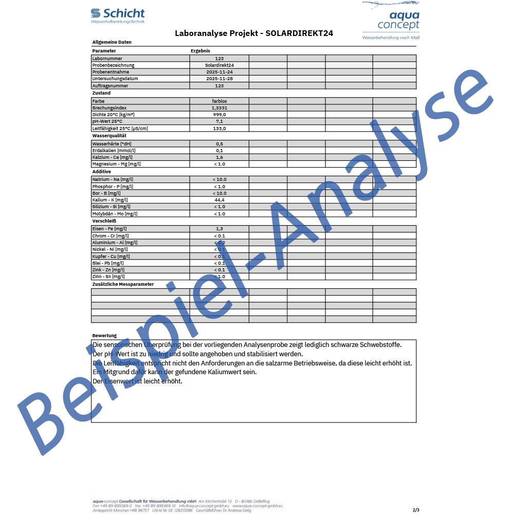 WTA Wärmeträgeranalyse Basic – professionelle Laboranalyse für Heizungs-, Solar-, Kühl- und Geothermieanlagen inkl. Wasserchemie, Korrosionsmetallen, pH-Wert, Leitfähigkeit & detailliertem Analysebericht
