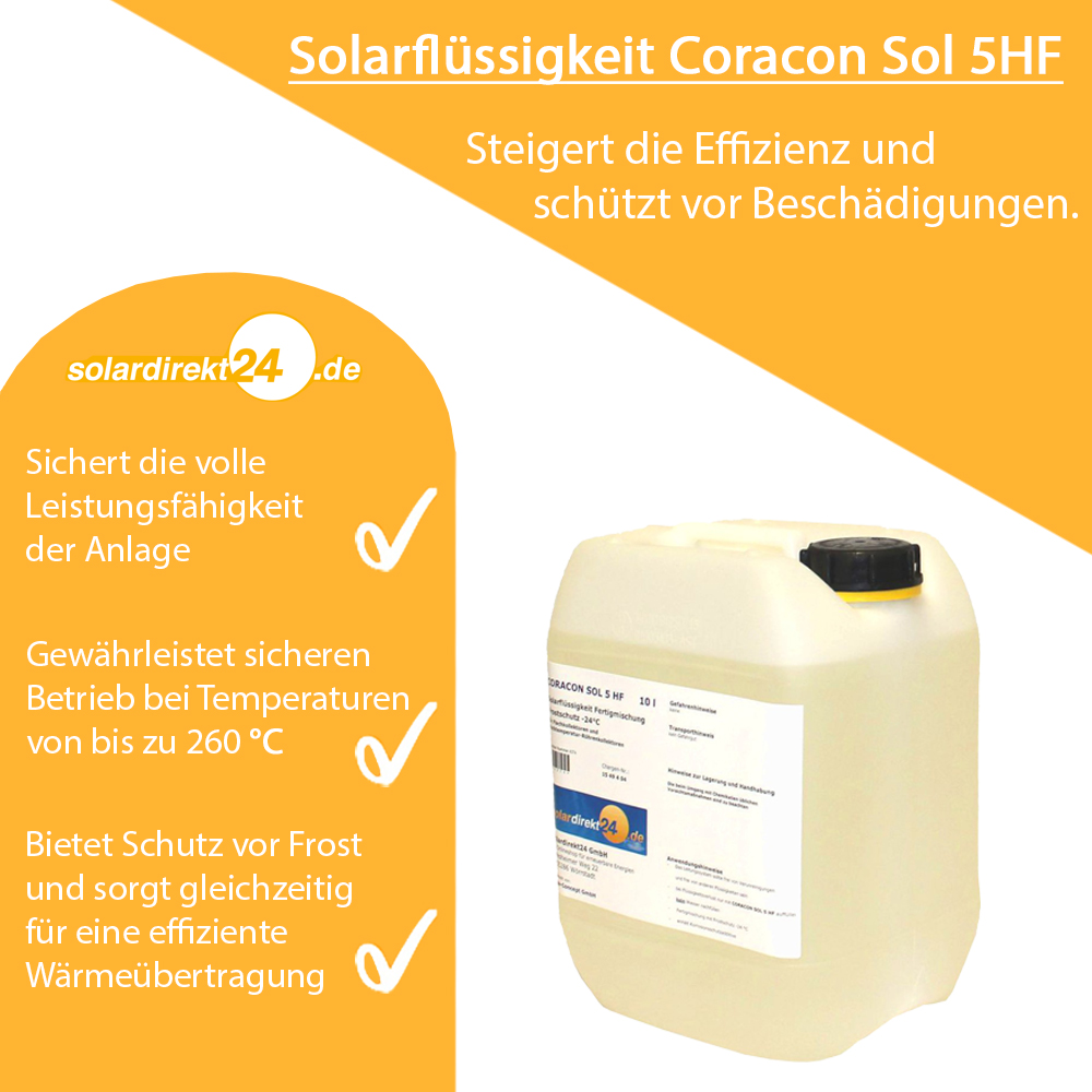 Hochtemperaturbeständige Solarflüssigkeit Coracon Sol 5HF bis +260°C
