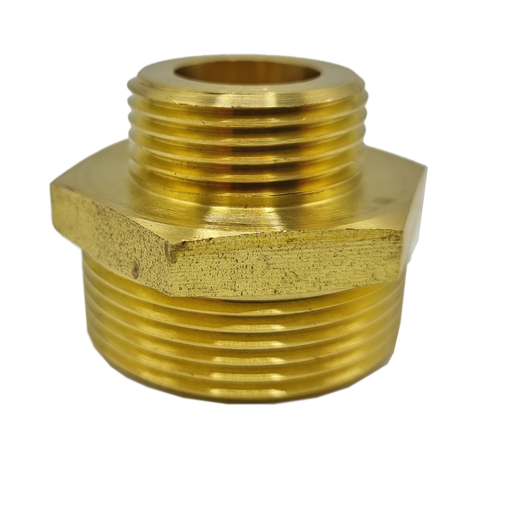 RNZ-001 Reduzierter Doppelnippel 3/4" bis 1 1/2" Messing - beidseitig flachdichtend - Trinkwasser geeignet
