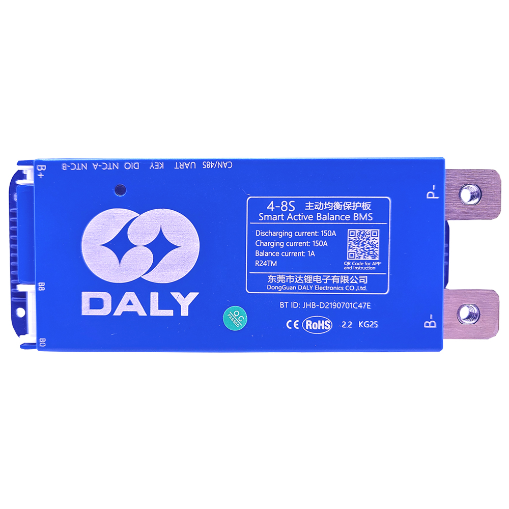 DALY Smart Active Balance BMS 150A 12V–24V 4S–8S – Integriertes Bluetooth, RS485/CAN - 0% MwSt.