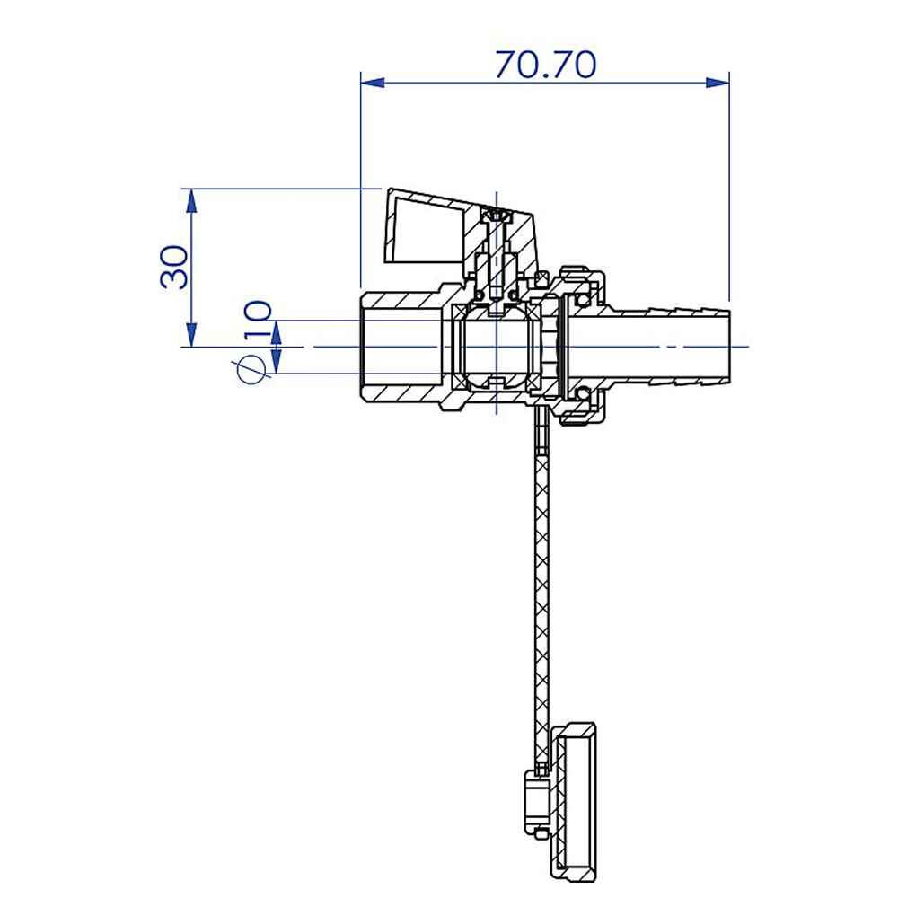 KFE - Kugelhahn ohne Flügelgriff DN15 (1/2") Absperrhahn KFE-Hahn