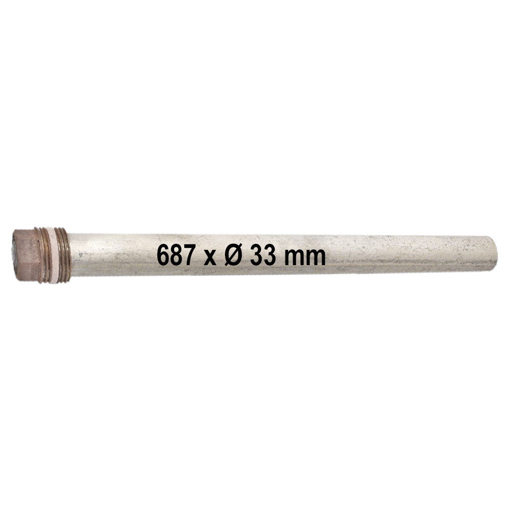 Magnesiumanode 687 x Ø33mm, DN40 1 1/2" Opferanode Schutzanode Verzehranode