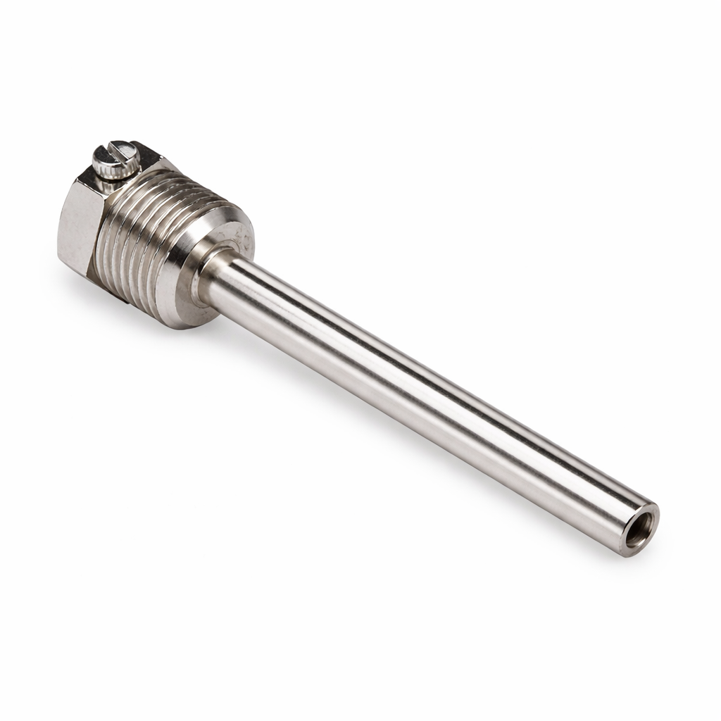 Tauchhülse 1/2 Zoll Edelstahl – Für PT1000 & Kabelfühler, korrosionsbeständig, bis 160 °C, inkl. Druckschraube & Silikondichtung